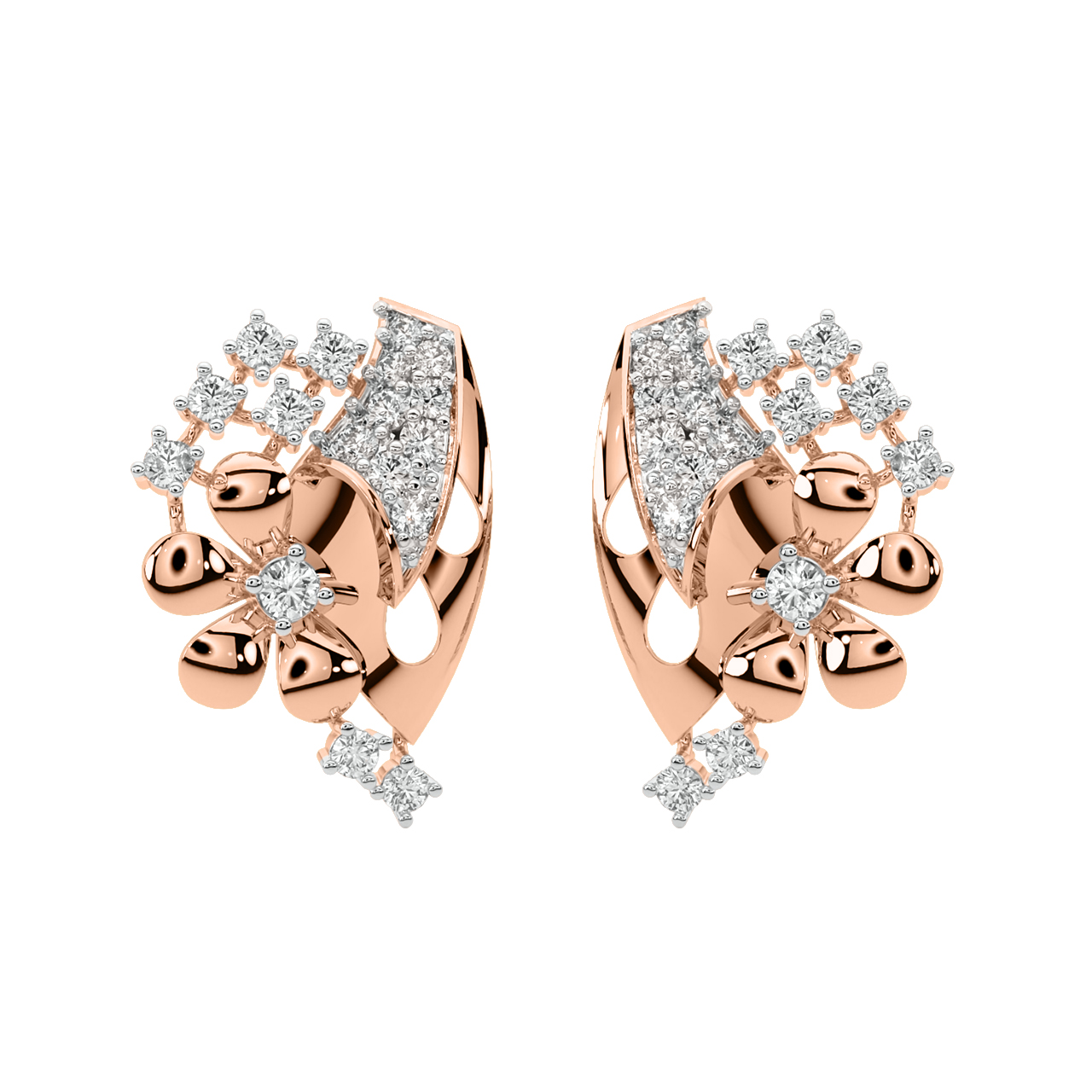 Leah Round Diamond Stud Earrings